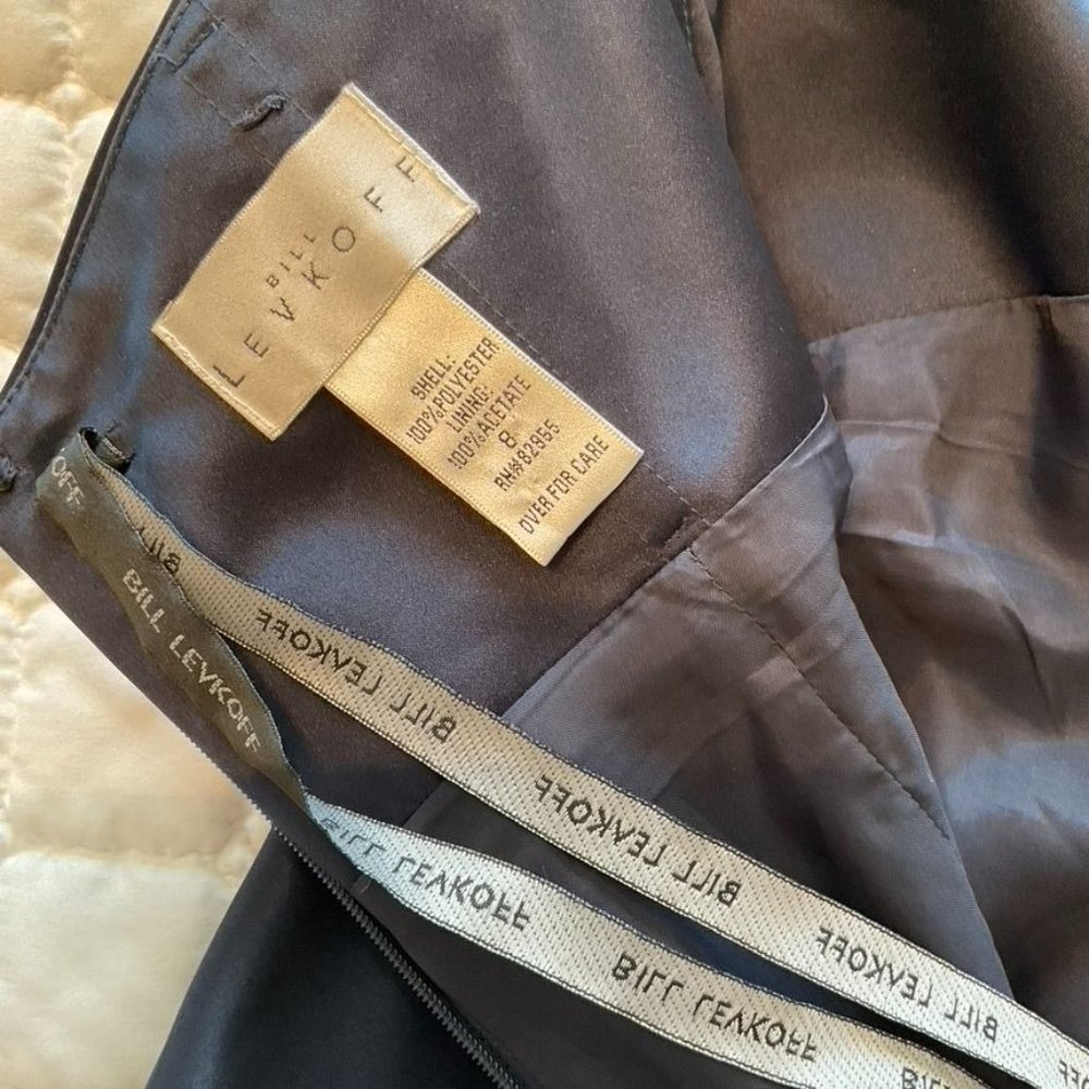 Bill Levkoff Navy Blue Satin Cocktail Bridesmaid Dress Size 8 EUC - Picture 9 of 10